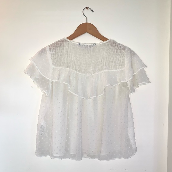 Zara White Blouse with Sheer Back Size M - Picture 2 of 5